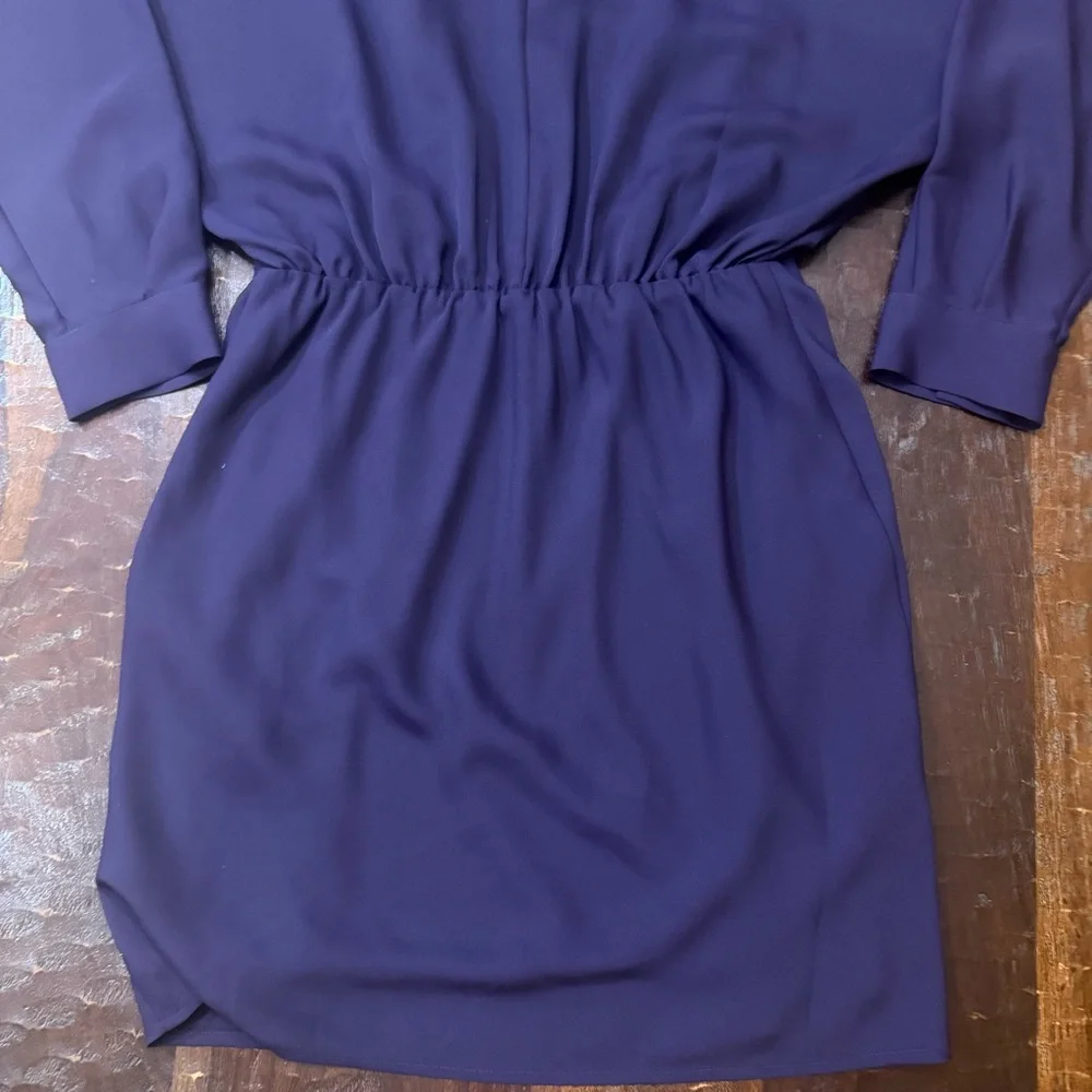 Express Collared Half Button Up Mini Portofino Shirt Dress in Deep Purple